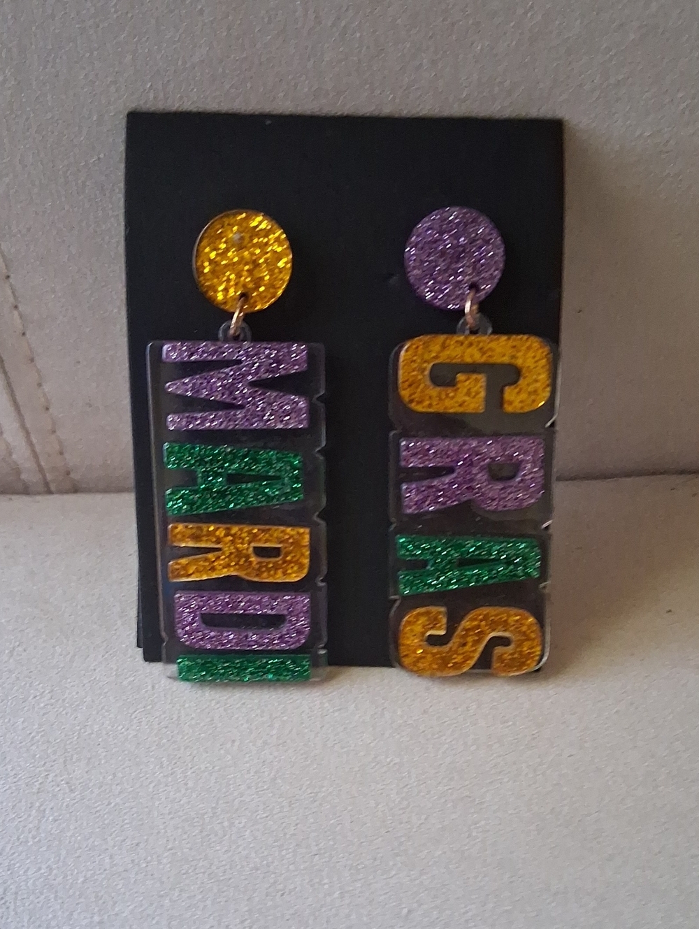 Mardi Gras Glitter Statement Earrings